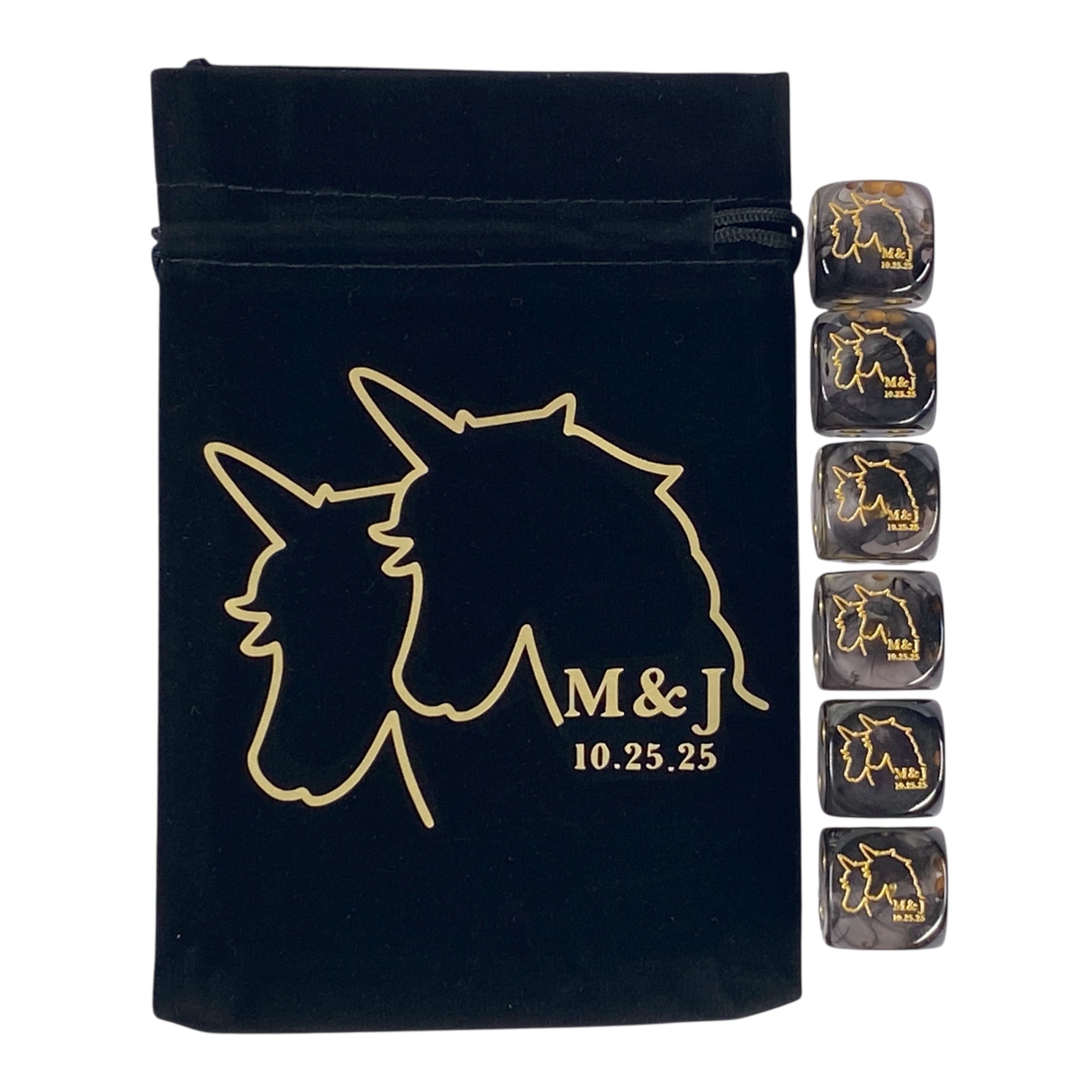 M & J Custom d6 pip dice with dice bag