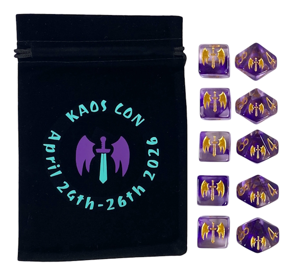 Kaos Con Custom Dice & Dice Bag